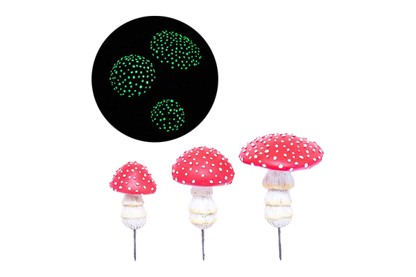 3Pcs Glow in The Dark Miniatures Mushroom Statue Luminous Mushroom Decor