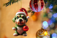 9Pcs Christmas Green Dog Decoration Pendants