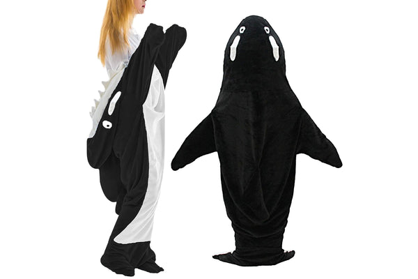 Wearable Whale Blanket Hoodie Onesie Sleeping Bag for Adult