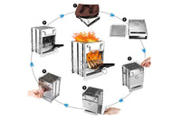 Portable Folding Stainless Steel Wood-Burning Camping and Barbecue Stove