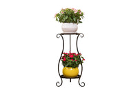 Double-layer Wrought Iron Flower Stand for Indoor and Outdoor