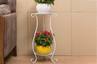 Double-layer Wrought Iron Flower Stand for Indoor and Outdoor