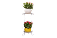 Double-layer Wrought Iron Flower Stand for Indoor and Outdoor