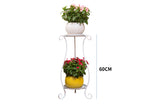 Double-layer Wrought Iron Flower Stand for Indoor and Outdoor