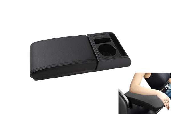 Car Armrest Cushion with Cup Holder Auto Center Console Cover Pad Support USB