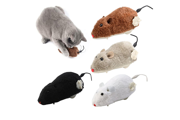 4Pcs Clockwork Plush Mouse Toy for Cat Dog