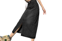 High Waist Split Thigh Denim Skirt