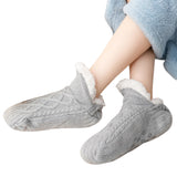 V Cut Faux Shearling Slipper Socks Non Slip Indoor Winter Socks