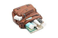 Retro Multi Pockets Crossbody Bag PU Leather Crossbody Shoulder Bag
