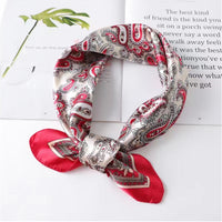 6Pcs Mixed Color Women Square Scarves Satin Neck Head Scarf