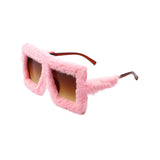 Y2K Plush Fuzzy Square Glasses