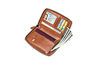 Travel Wallet Genuine Leather Card Holder Wallet with Zipper