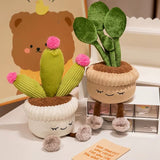 Emotional Support Toy with Expression and Plush Stuffed Potted Plant Ornament