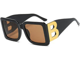 Oversized Retro Square Sunglasses with B-Logo Design