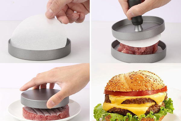 Burger Press with 100Pcs Oil Blotting Paper Hamburger Maker Patty Mold