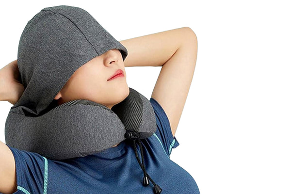 Travel Neck Pillow Hooded U Shaped Pillow Removable Neck Protection Pillow
