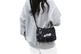 Women's Graffiti Print Zip Pocket Crossbody Bag Shoulder Bag Travel Messenger Bag