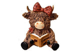 One Pair Cute Highland Cow Coffee Figurines Resin Statues Desk Decor Coffee Bar Accents