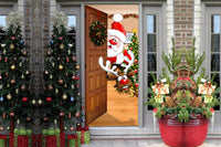 Christmas Door Cover Background Cloth Porch Backdrop Banner