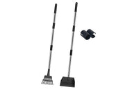 Dog Pooper Scooper Long Handle Stainless Steel Tray Rake Set