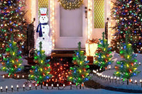 4Pcs Solar Christmas Garden Stake Light Decorative Xmas Tree with 80Pcs Strawberry Light