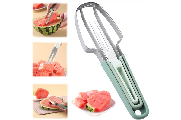 3-in-1 Stainless Steel Watermelon Fork Slicer Cutter for Camping Kitchen Gadget