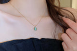 Collarbone Chain Dainty Oval Pendant Necklace