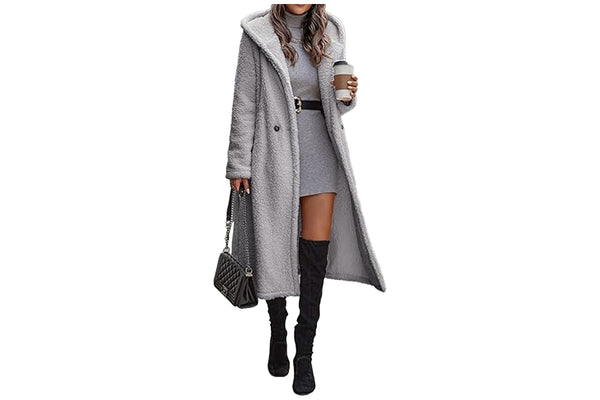 Women Fleece Long Hooded Jacket