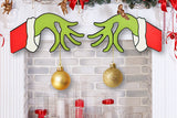 Christmas Grinch Hand Door Ornaments Christmas Door Hanging Sign Xmas Wall Decor