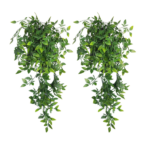 2Pcs Artificial Hanging Plants Fake Potted Plant Indoor Outdoor Decor