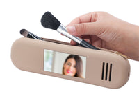 Portable Silicone Cosmetic Brush Case with Mirror