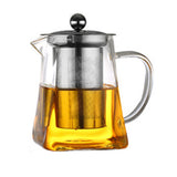 Square Glass Teapot with Heat Resistant Stainless Steel Infuser