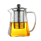 Square Glass Teapot with Heat Resistant Stainless Steel Infuser