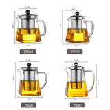 Square Glass Teapot with Heat Resistant Stainless Steel Infuser