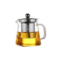 Square Glass Teapot with Heat Resistant Stainless Steel Infuser