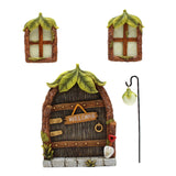 Fairy Door and Windows for Trees Glow in The Dark Yard Art Sculpture Decoration