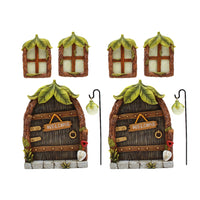 Fairy Door and Windows for Trees Glow in The Dark Yard Art Sculpture Decoration