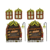 Fairy Door and Windows for Trees Glow in The Dark Yard Art Sculpture Decoration