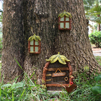 Fairy Door and Windows for Trees Glow in The Dark Yard Art Sculpture Decoration