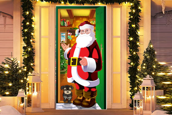 Christmas Santa Door Covers Xmas Wall Decor