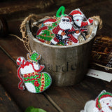 15Pcs Christmas DIY Diamond Painting Keychain Christmas Kid Gifts