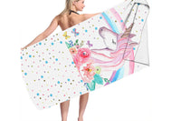 Unicorn Print Soft Beach Towel Polyester Microfiber Swimming Shower Towels