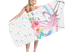 Unicorn Print Soft Beach Towel Polyester Microfiber Swimming Shower Towels