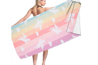 Unicorn Print Soft Beach Towel Polyester Microfiber Swimming Shower Towels