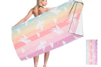 Unicorn Print Soft Beach Towel Polyester Microfiber Swimming Shower Towels