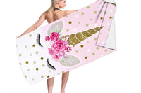 Unicorn Print Soft Beach Towel Polyester Microfiber Swimming Shower Towels
