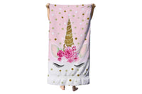 Unicorn Print Soft Beach Towel Polyester Microfiber Swimming Shower Towels