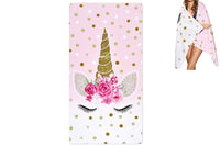 Unicorn Print Soft Beach Towel Polyester Microfiber Swimming Shower Towels