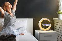 G-Shaped Alarm Clock Night Light Atmosphere Lamp with Wireless Charger