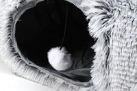 Winter Plush Cat Tunnel with Cat Bed